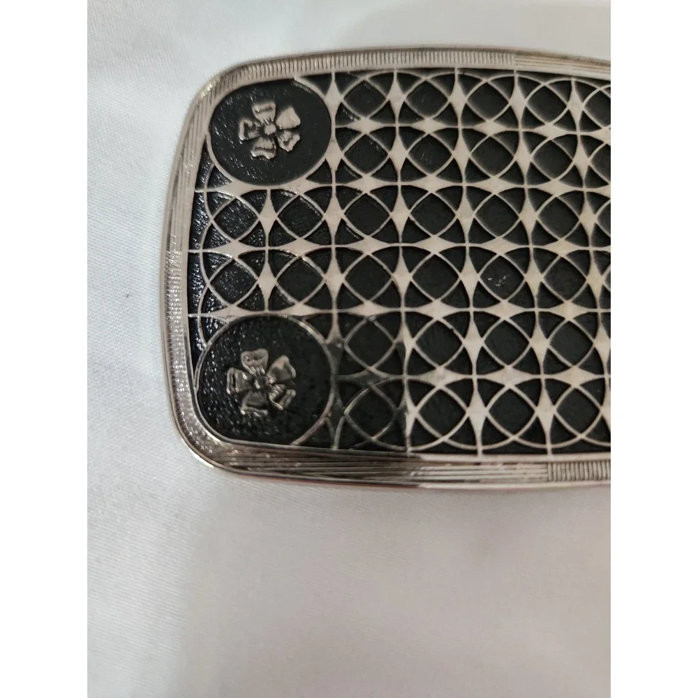Vintage Ladies Silvertone Beltbuckle‎ With Flower Accents
